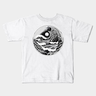 Mystic Tides: Moonlit Surf Kids T-Shirt